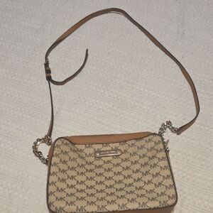 Michael Kors Beige and Brown Crossbody Bag